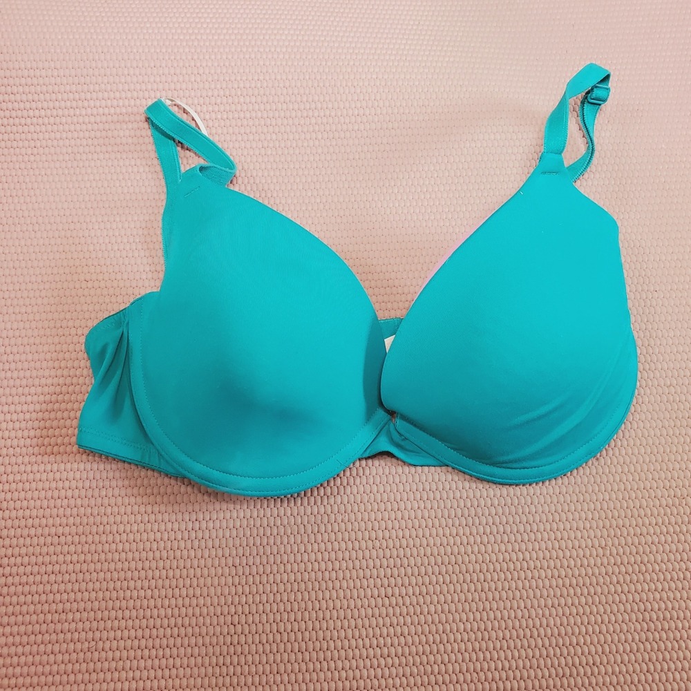 Victoria's Secret PINK Wear Everywhere Demi Bra Turquoise 34D Underwire Smooth